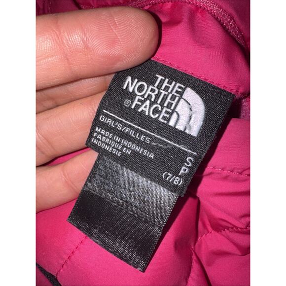 The North Face Girls Mossbud Reversible Puffer Jacket Pink Fuzzy Coat Size S - Picture 2 of 6